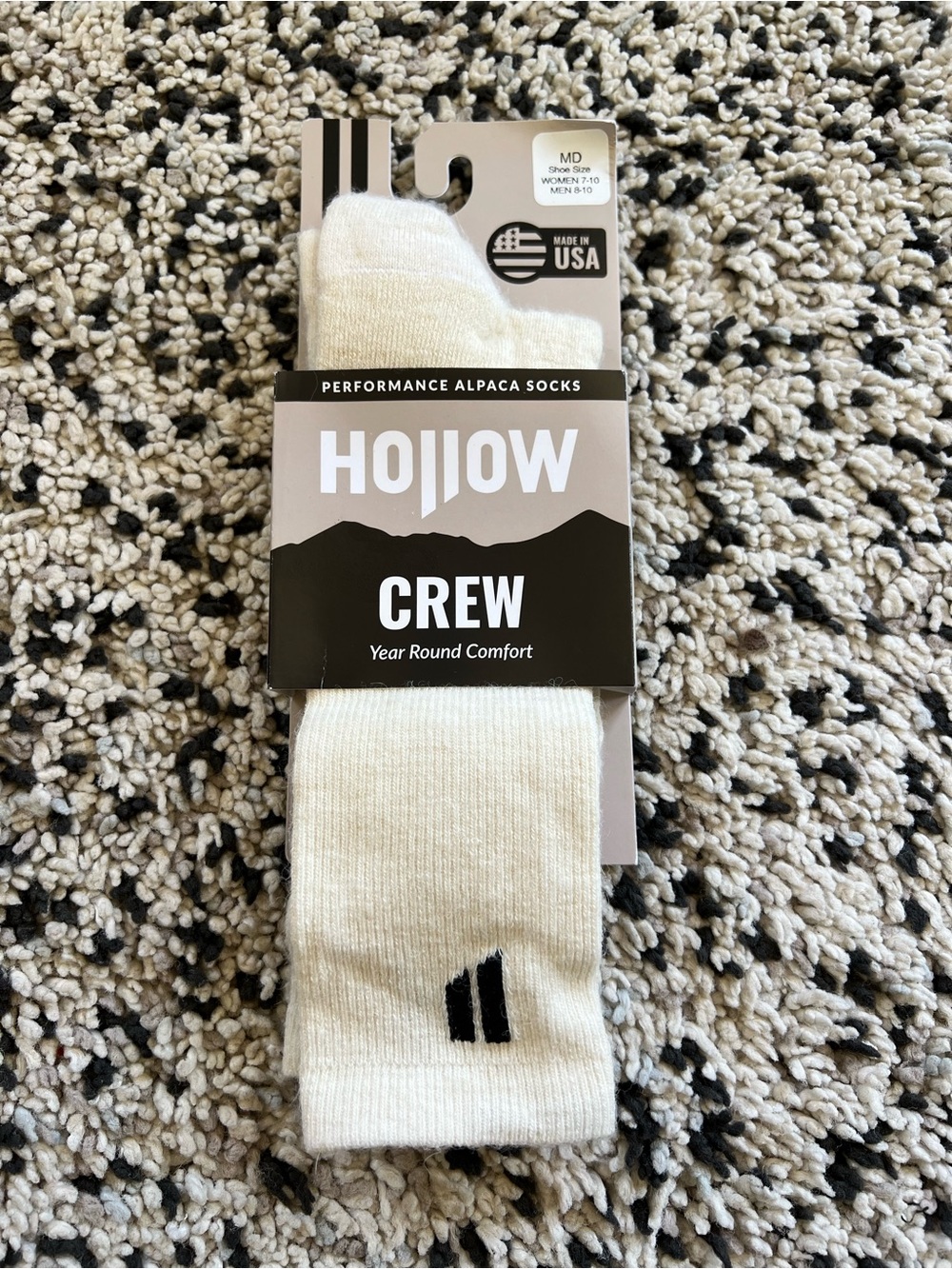 Hollow Alpaca Socks Crew White Unisex Adult Size Medium